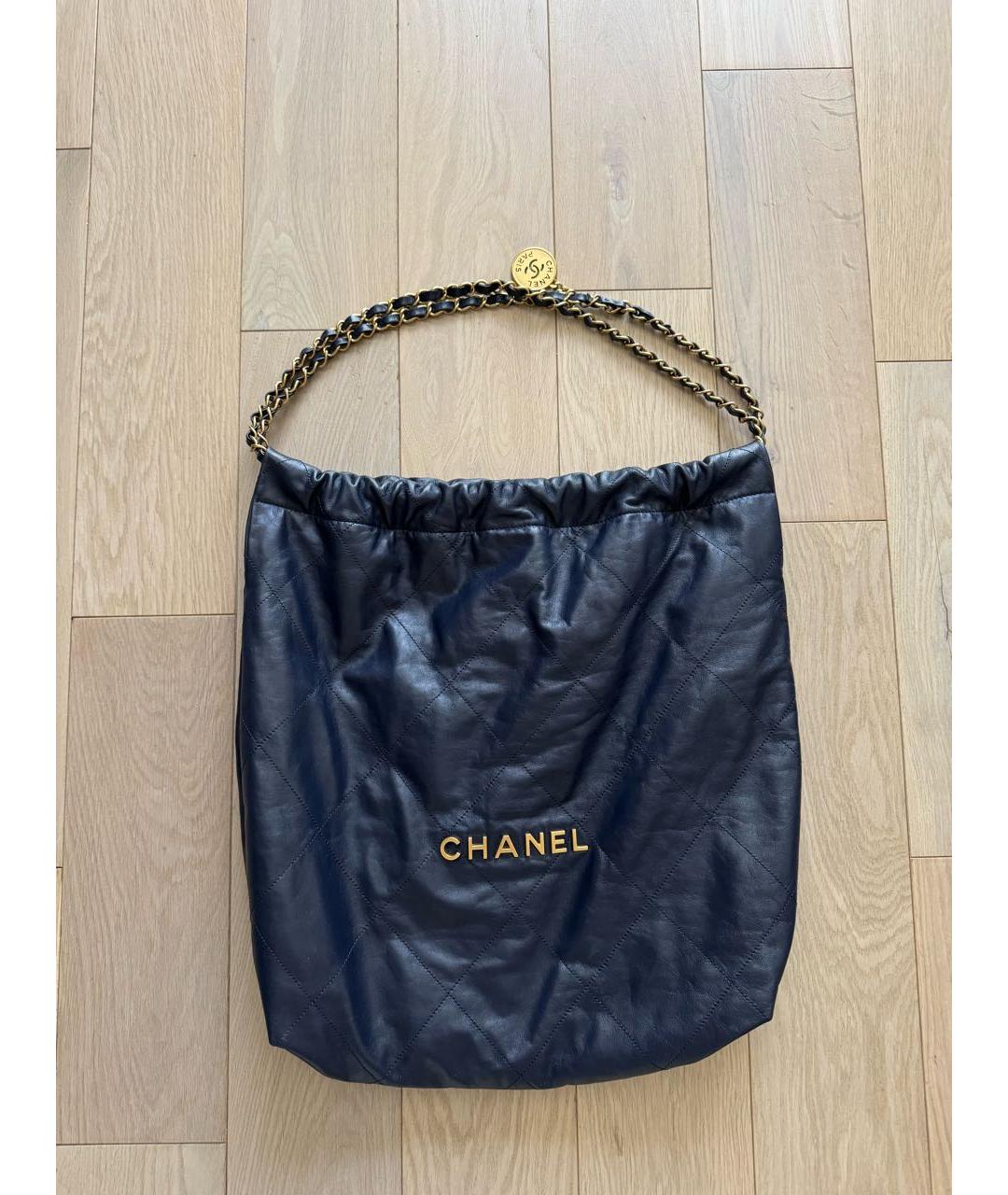 CHANEL Темно-синяя кожаная сумка через плечо, фото 2