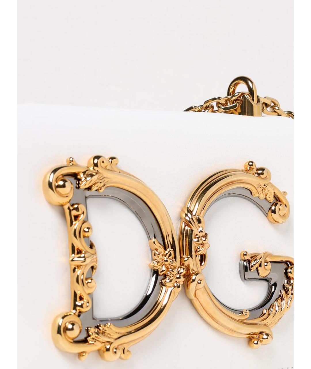 DOLCE&GABBANA Белая кожаная сумка через плечо, фото 4