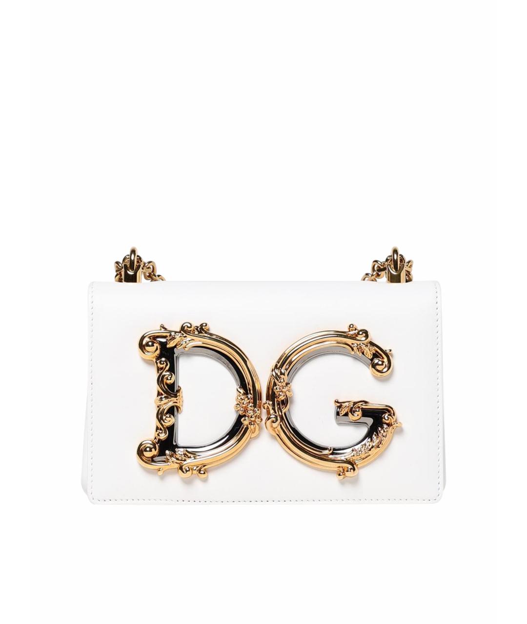 DOLCE&GABBANA Белая кожаная сумка через плечо, фото 1
