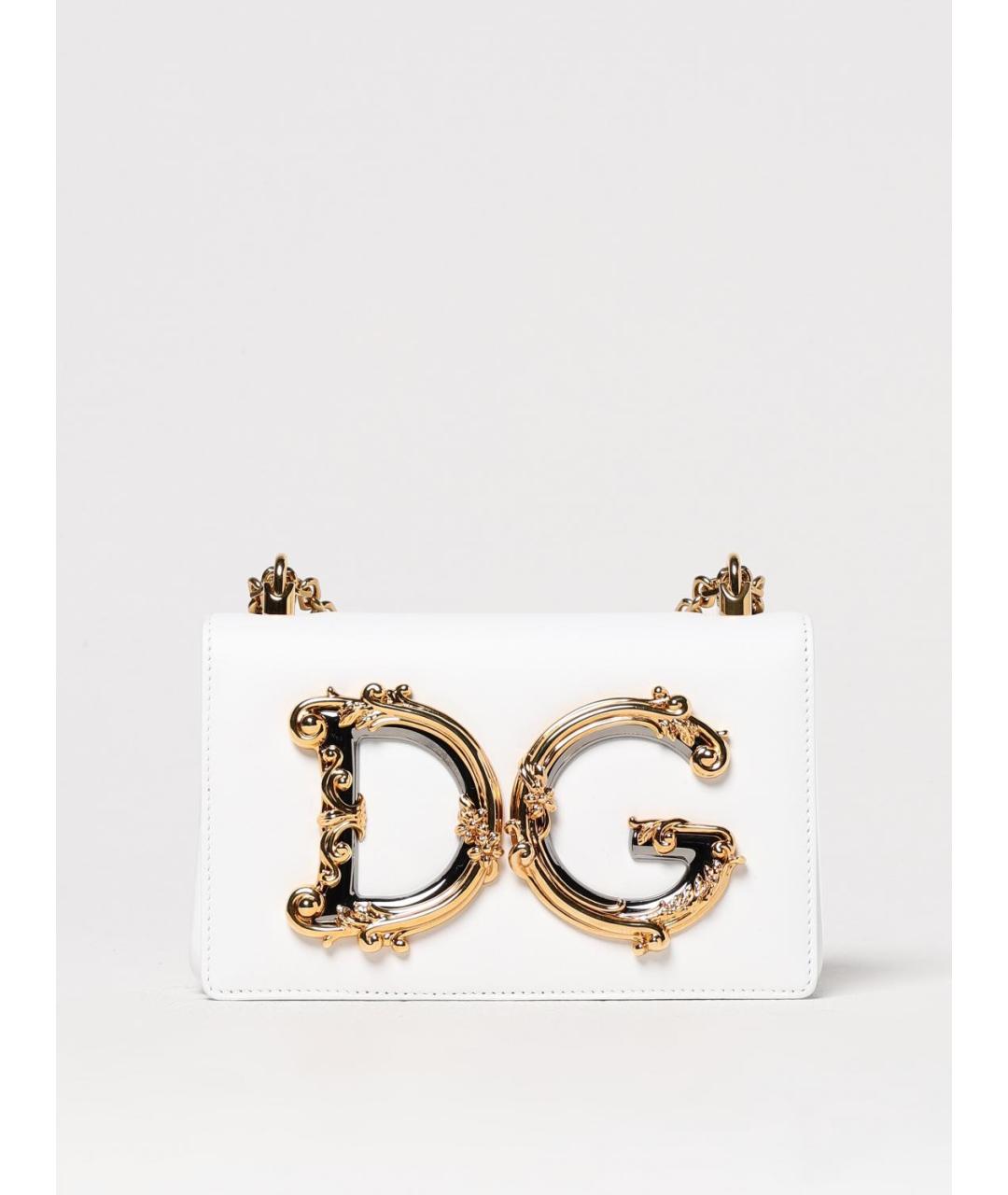 DOLCE&GABBANA Белая кожаная сумка через плечо, фото 6