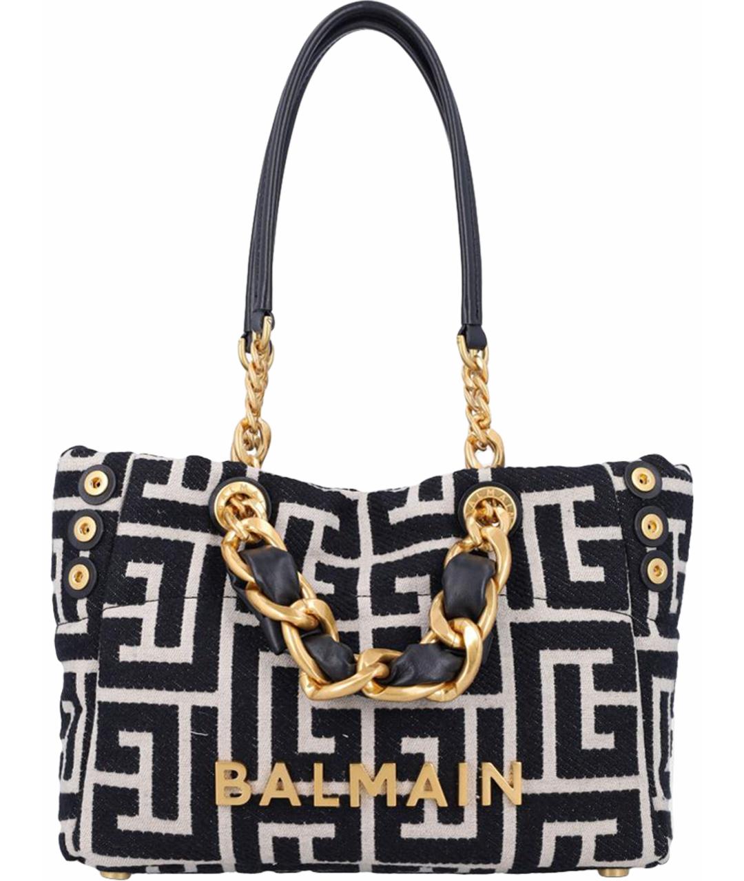 BALMAIN Черная тканевая сумка тоут, фото 1