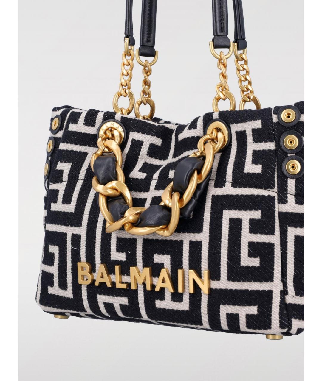 BALMAIN Черная тканевая сумка тоут, фото 3