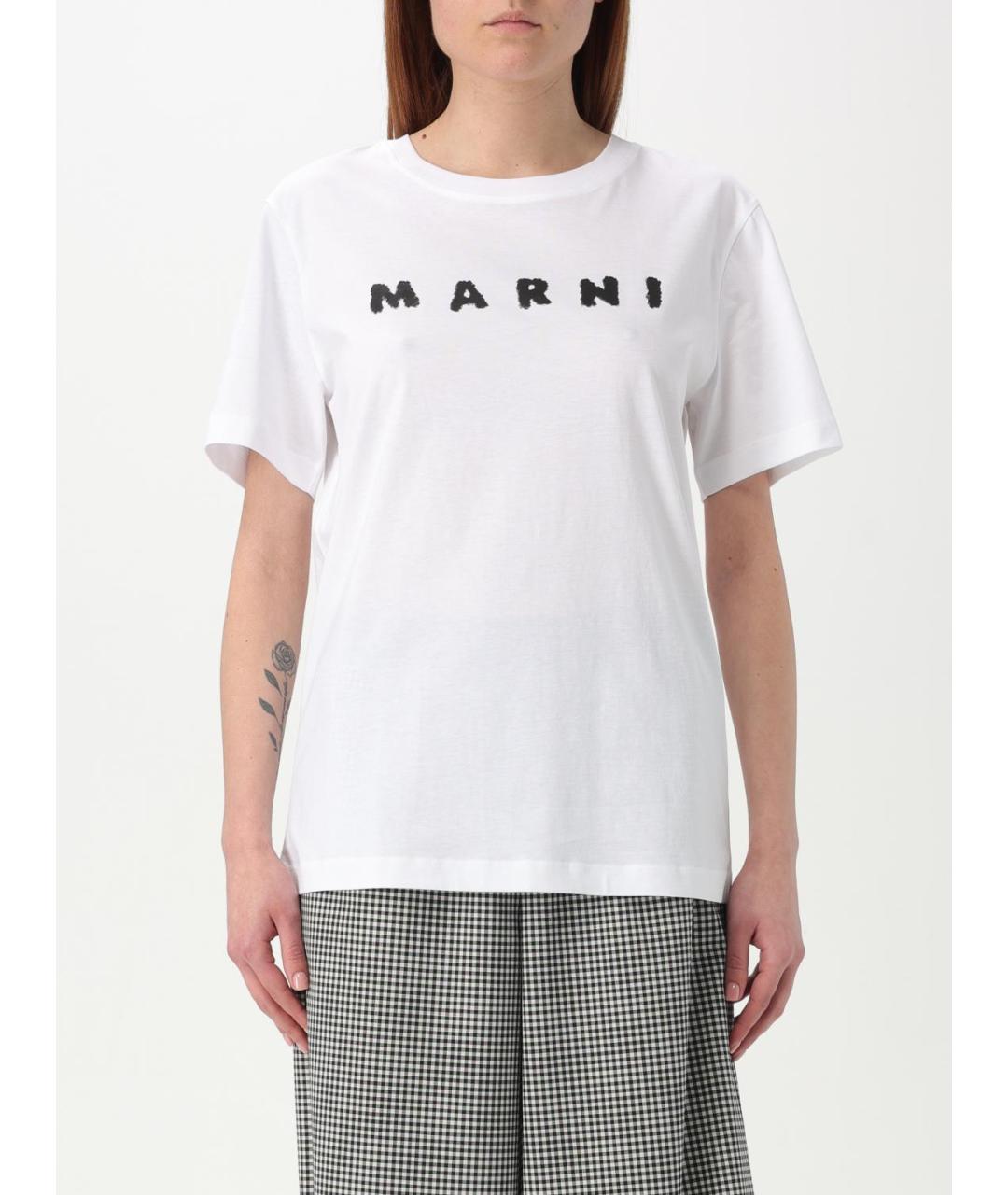 MARNI Белая хлопковая футболка, фото 2