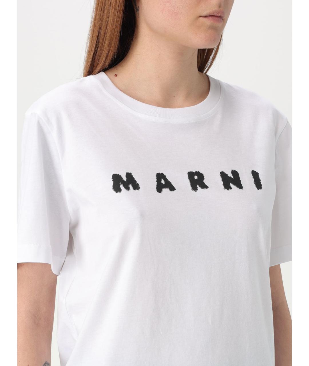MARNI Белая хлопковая футболка, фото 6