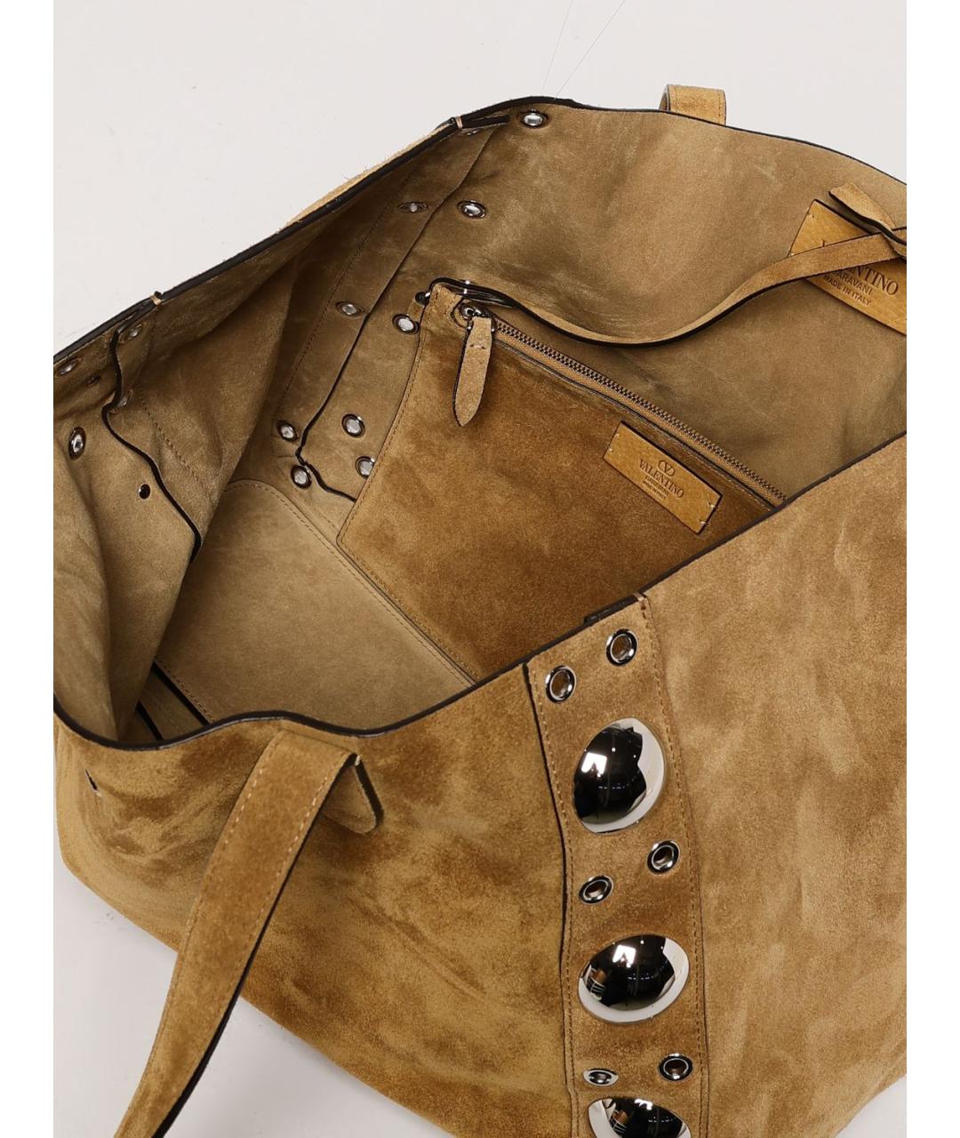 VALENTINO Бежевая кожаная сумка тоут, фото 5