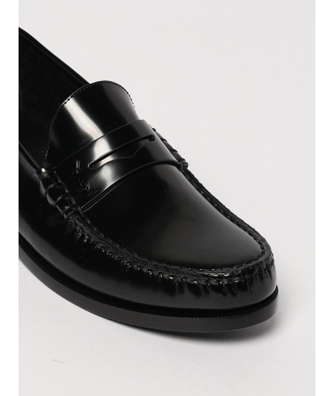 SAINT LAURENT Черные кожаные лоферы, фото 4