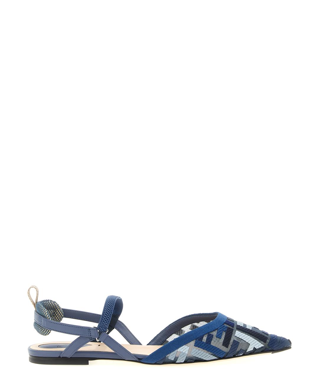 FENDI Синие синтетические балетки, фото 1