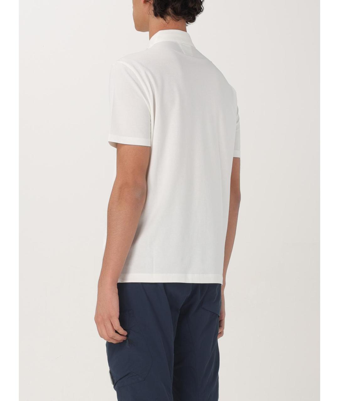CP COMPANY Белое хлопко-эластановое поло с коротким рукавом, фото 4