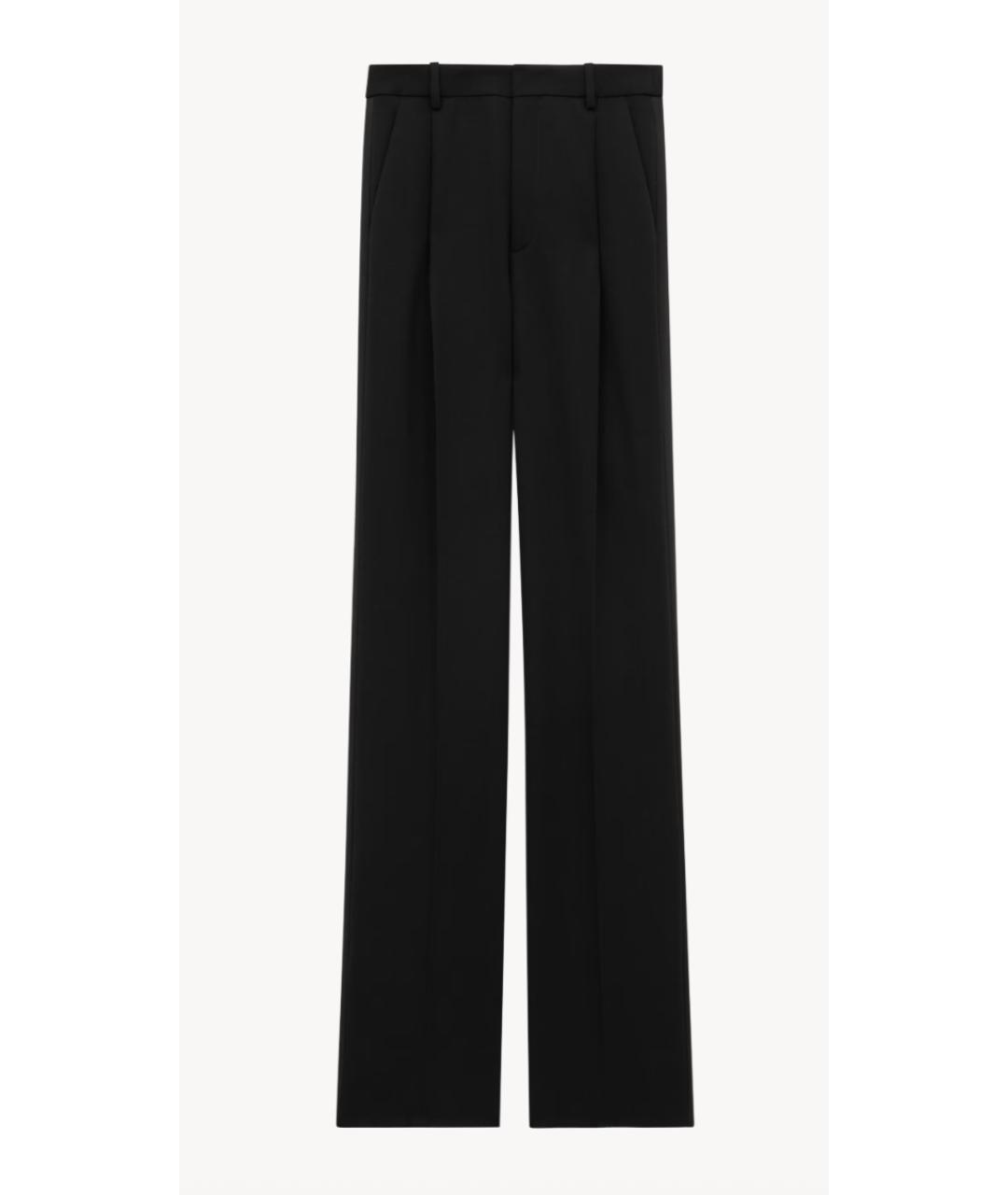 SAINT LAURENT Черные шерстяные прямые брюки, фото 6