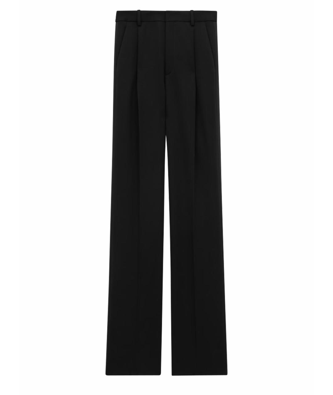SAINT LAURENT Черные шерстяные прямые брюки, фото 1