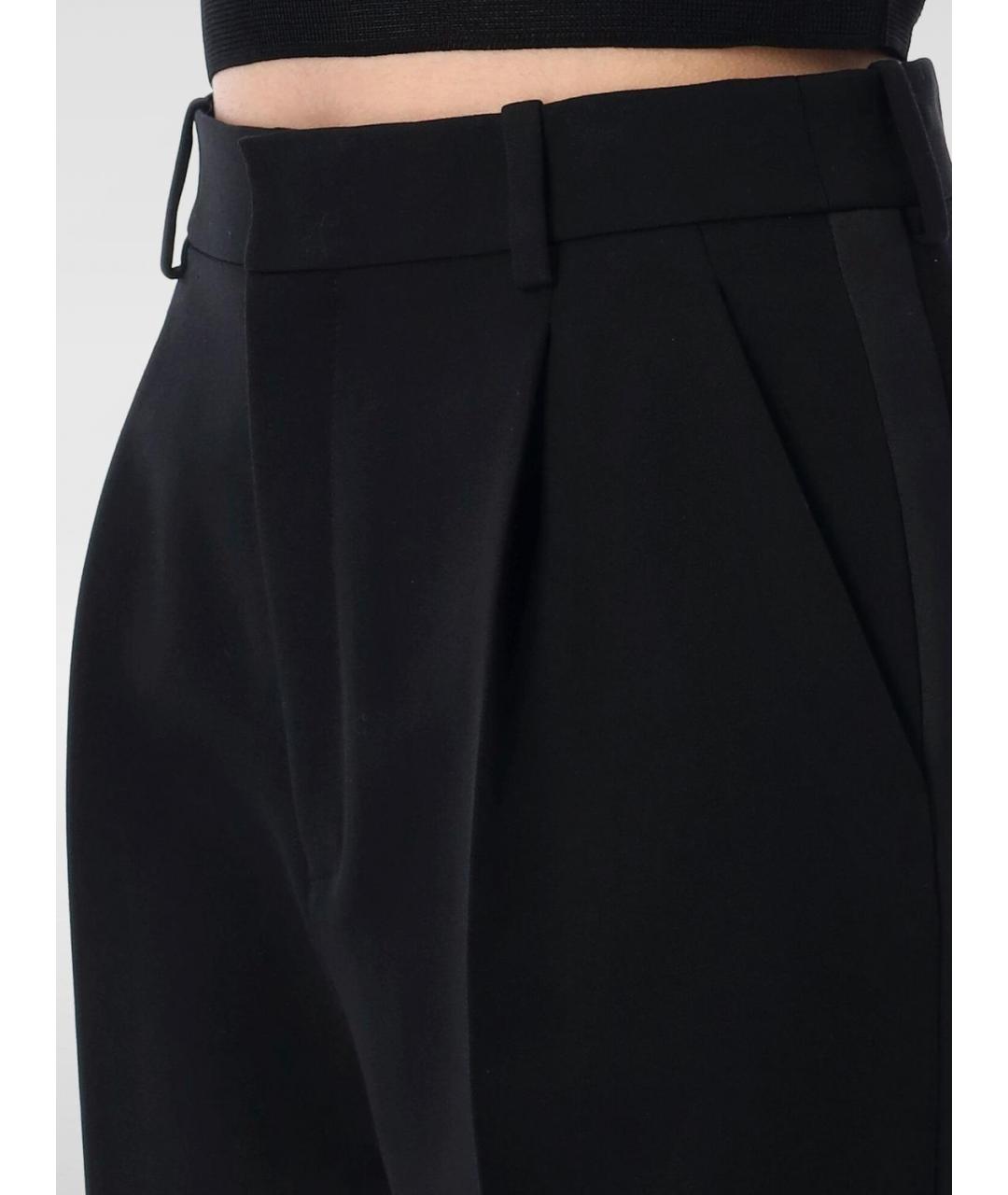 SAINT LAURENT Черные шерстяные прямые брюки, фото 4