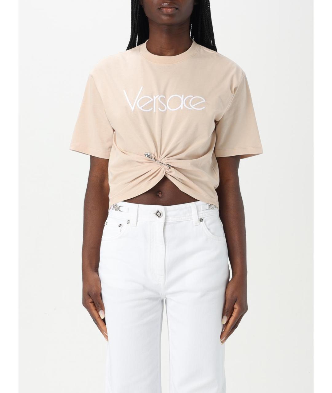 VERSACE Бежевая хлопковая футболка, фото 2