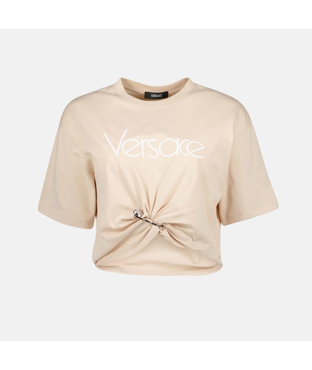 VERSACE Бежевая хлопковая футболка, фото 7