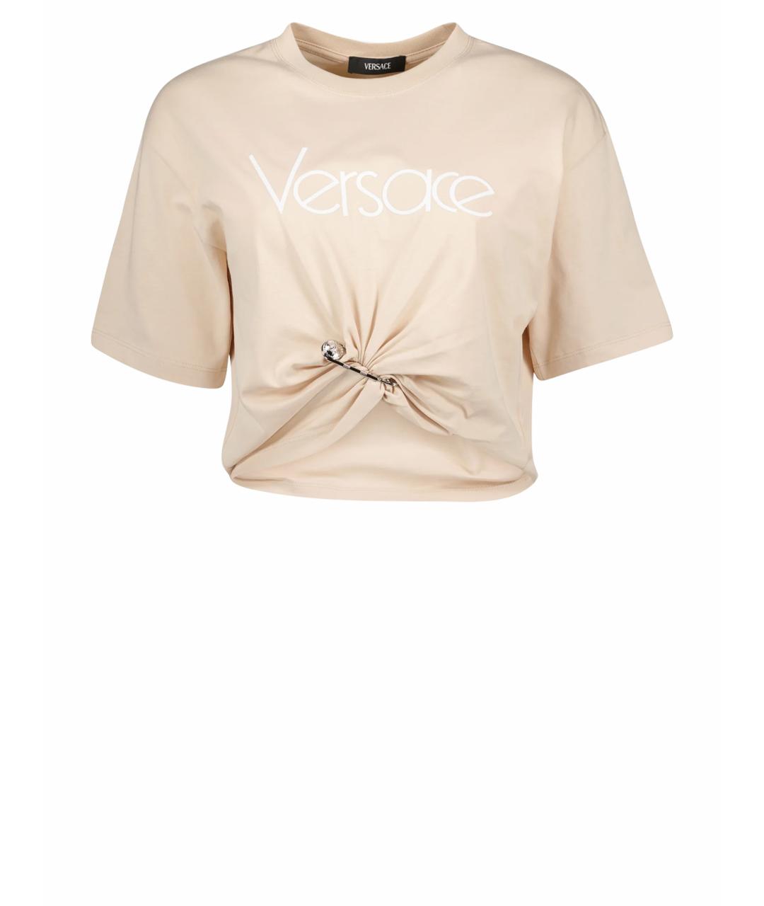 VERSACE Бежевая хлопковая футболка, фото 1