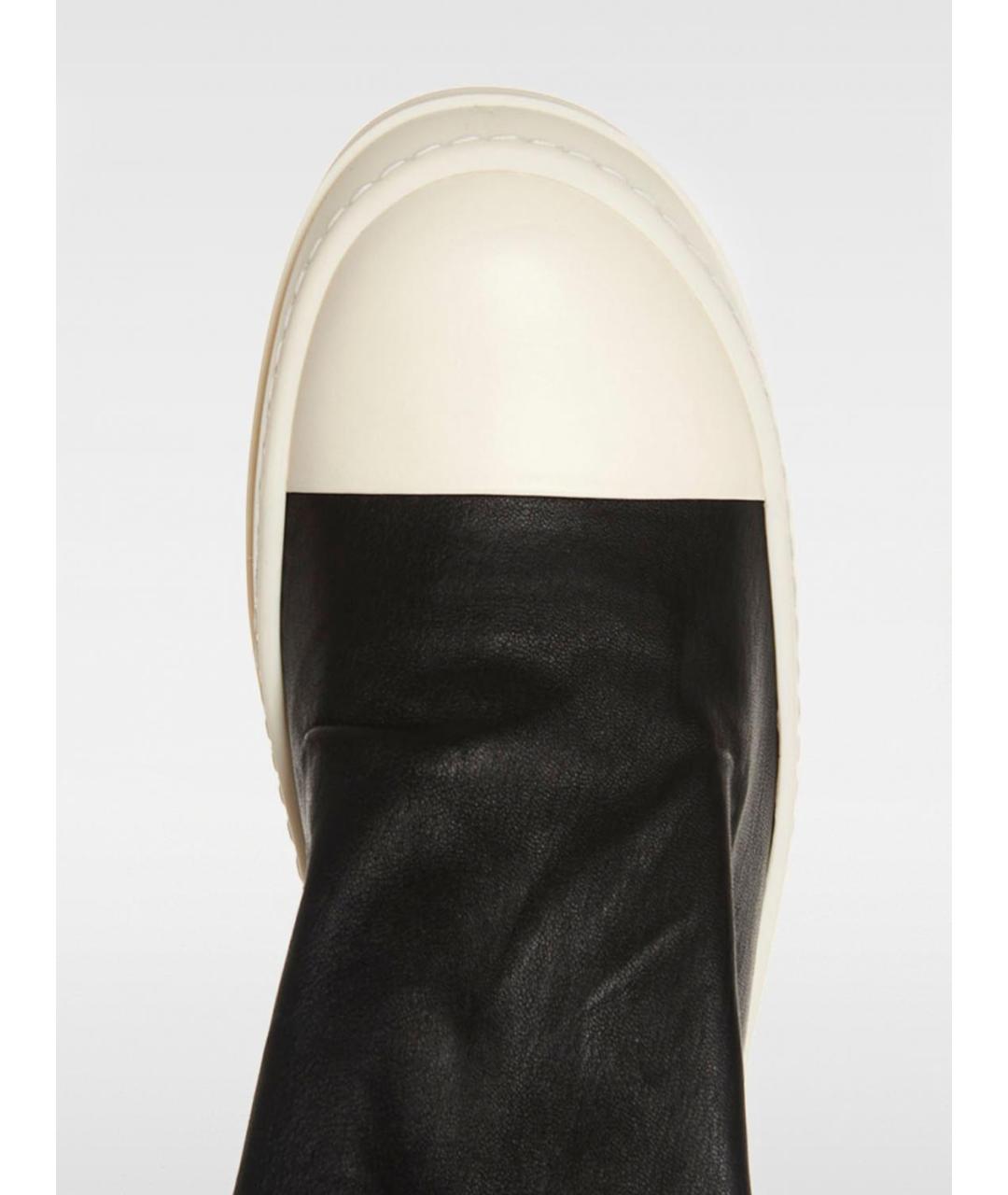 RICK OWENS Черные кожаные ботфорты, фото 3