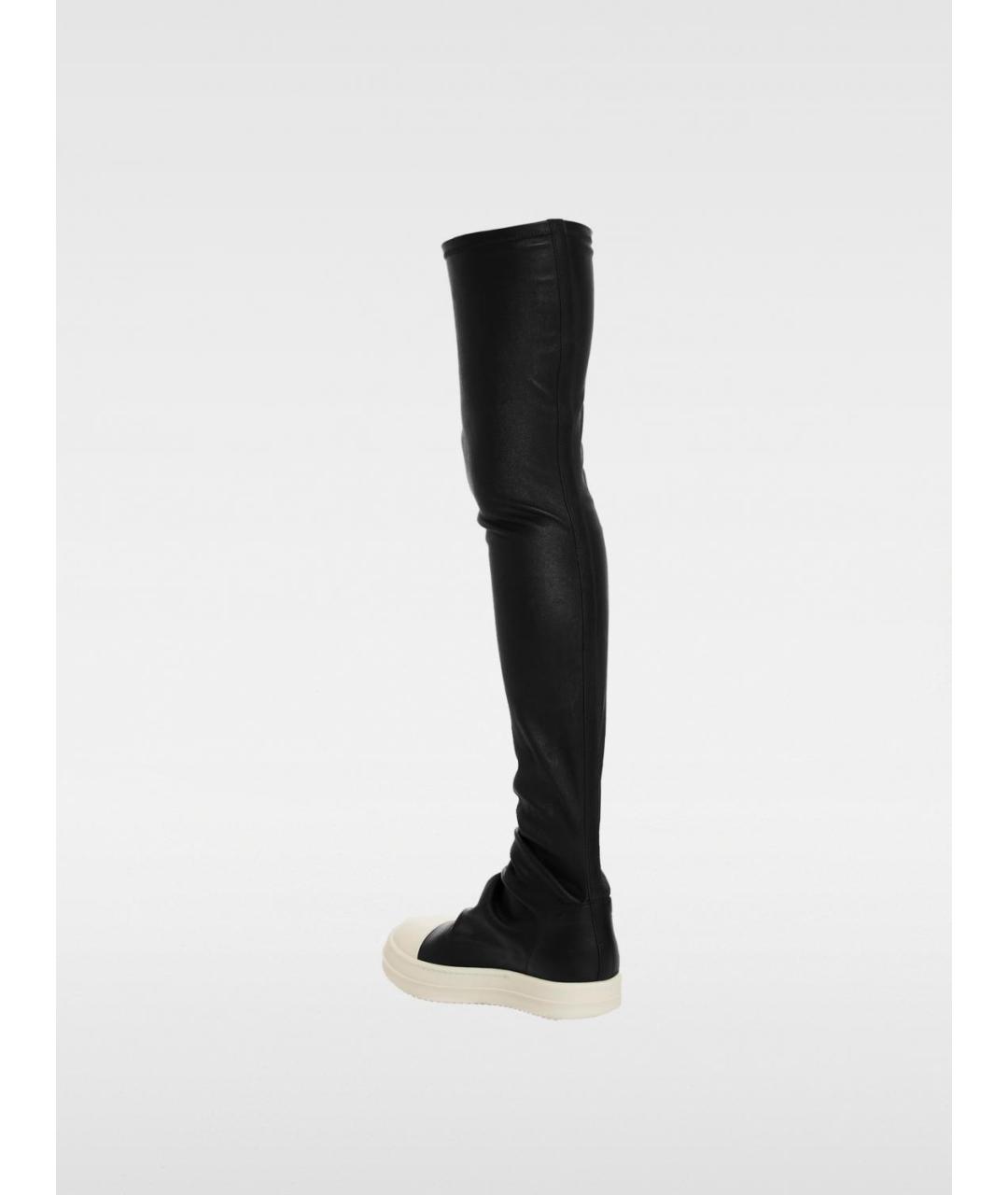 RICK OWENS Черные кожаные ботфорты, фото 2