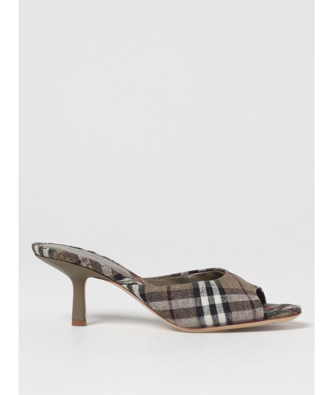 BURBERRY Коричневые текстильные мюли, фото 5