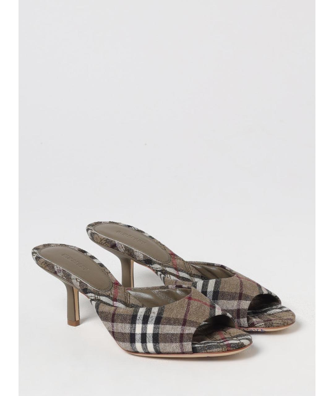 BURBERRY Коричневые текстильные мюли, фото 2