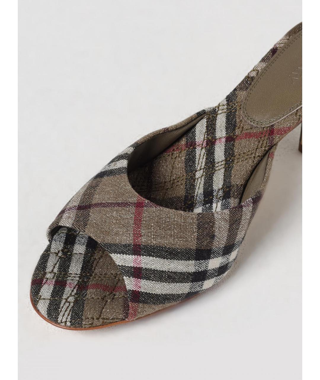 BURBERRY Коричневые текстильные мюли, фото 4