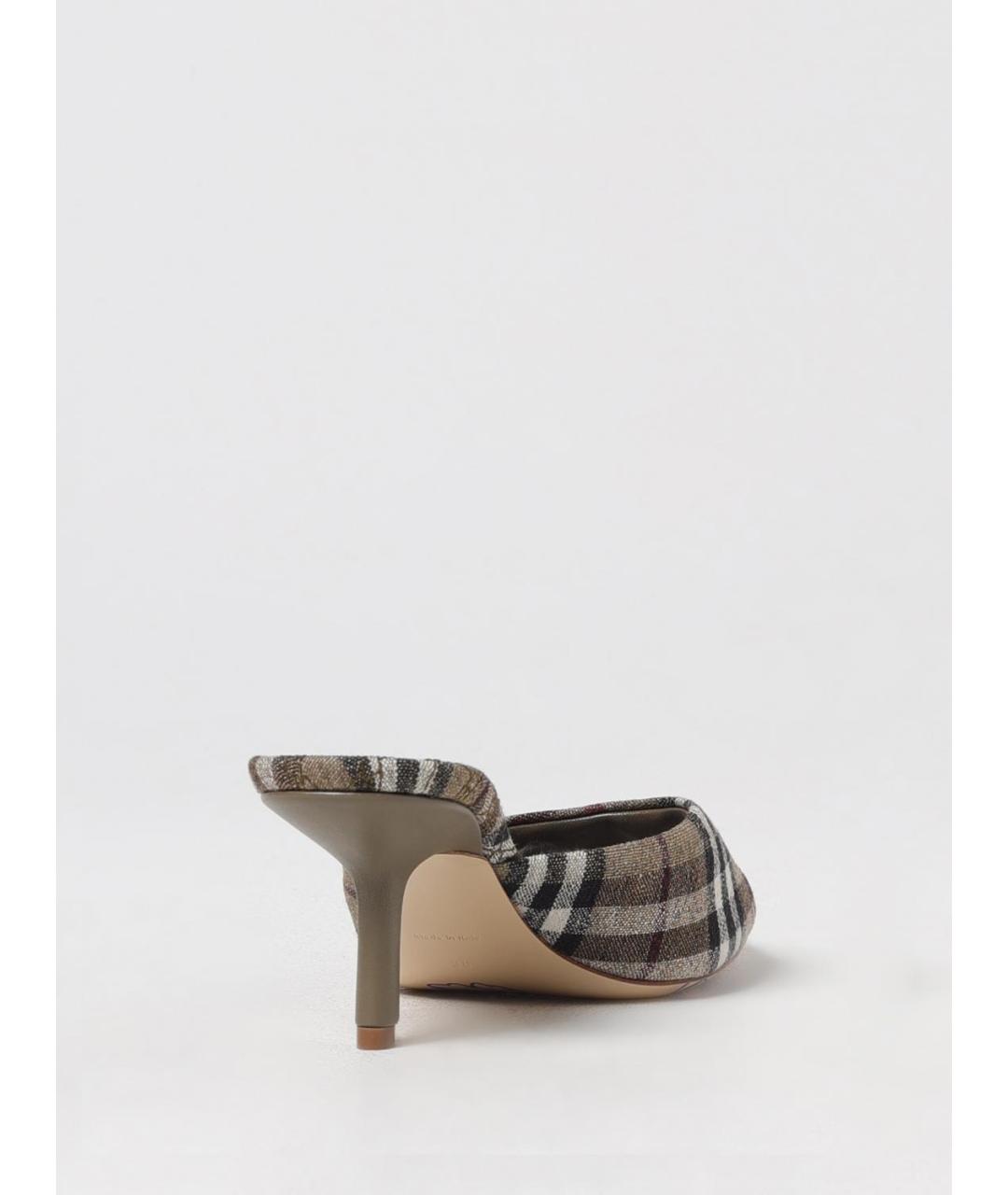 BURBERRY Коричневые текстильные мюли, фото 3