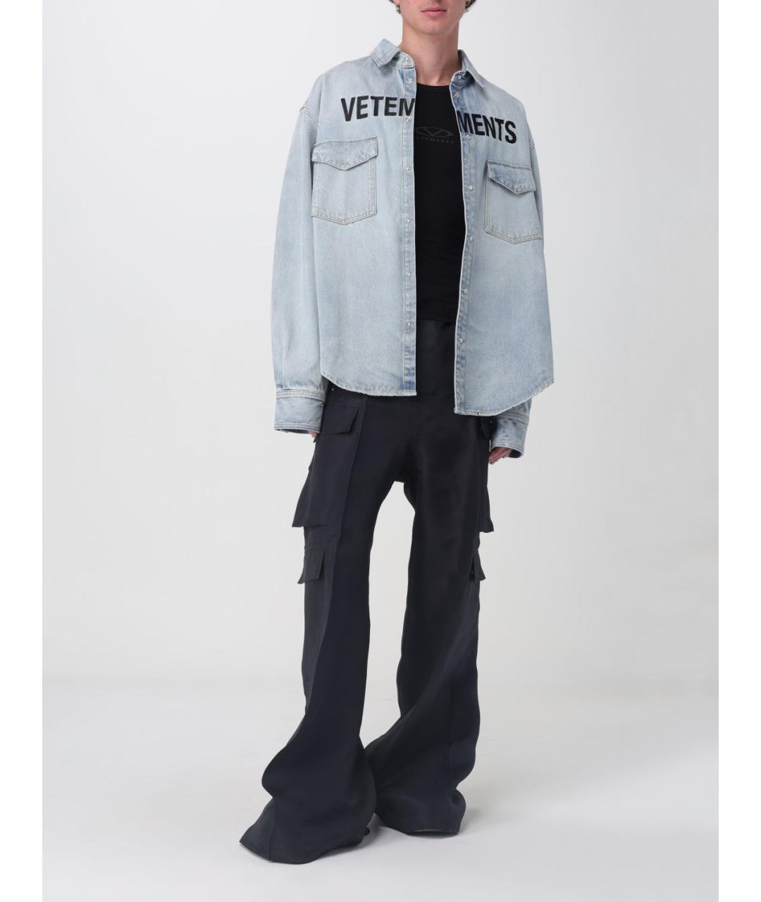 VETEMENTS Синяя хлопковая кэжуал рубашка, фото 3