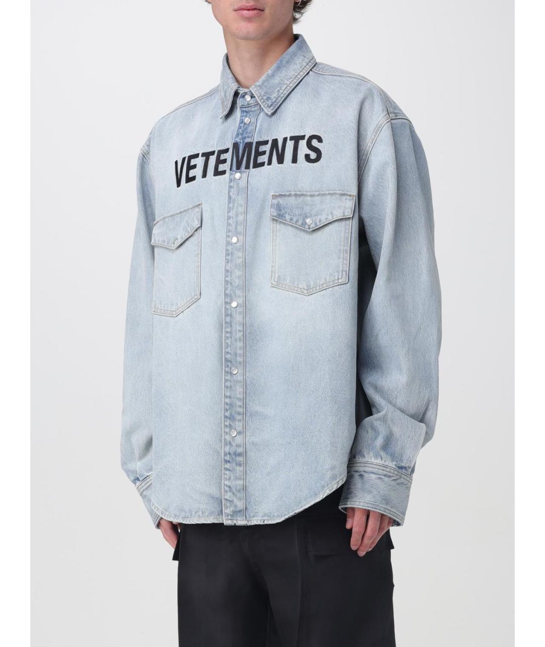 VETEMENTS Синяя хлопковая кэжуал рубашка, фото 5