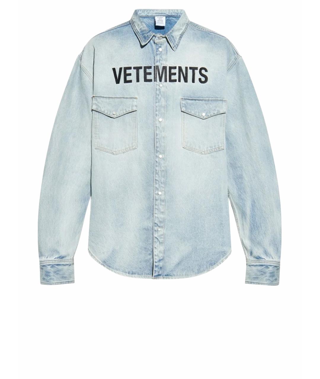 VETEMENTS Синяя хлопковая кэжуал рубашка, фото 1