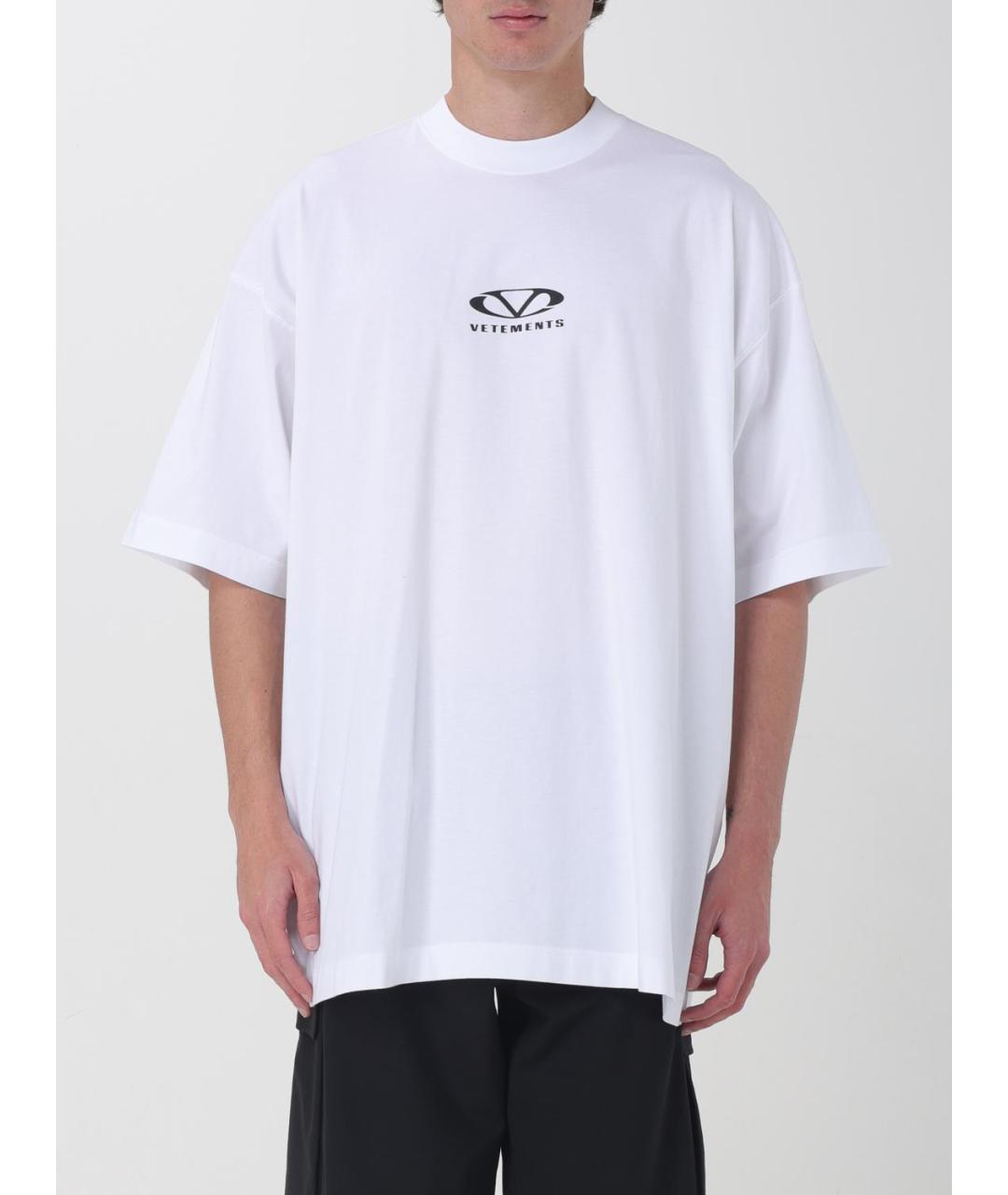 VETEMENTS Белая хлопко-эластановая футболка, фото 2