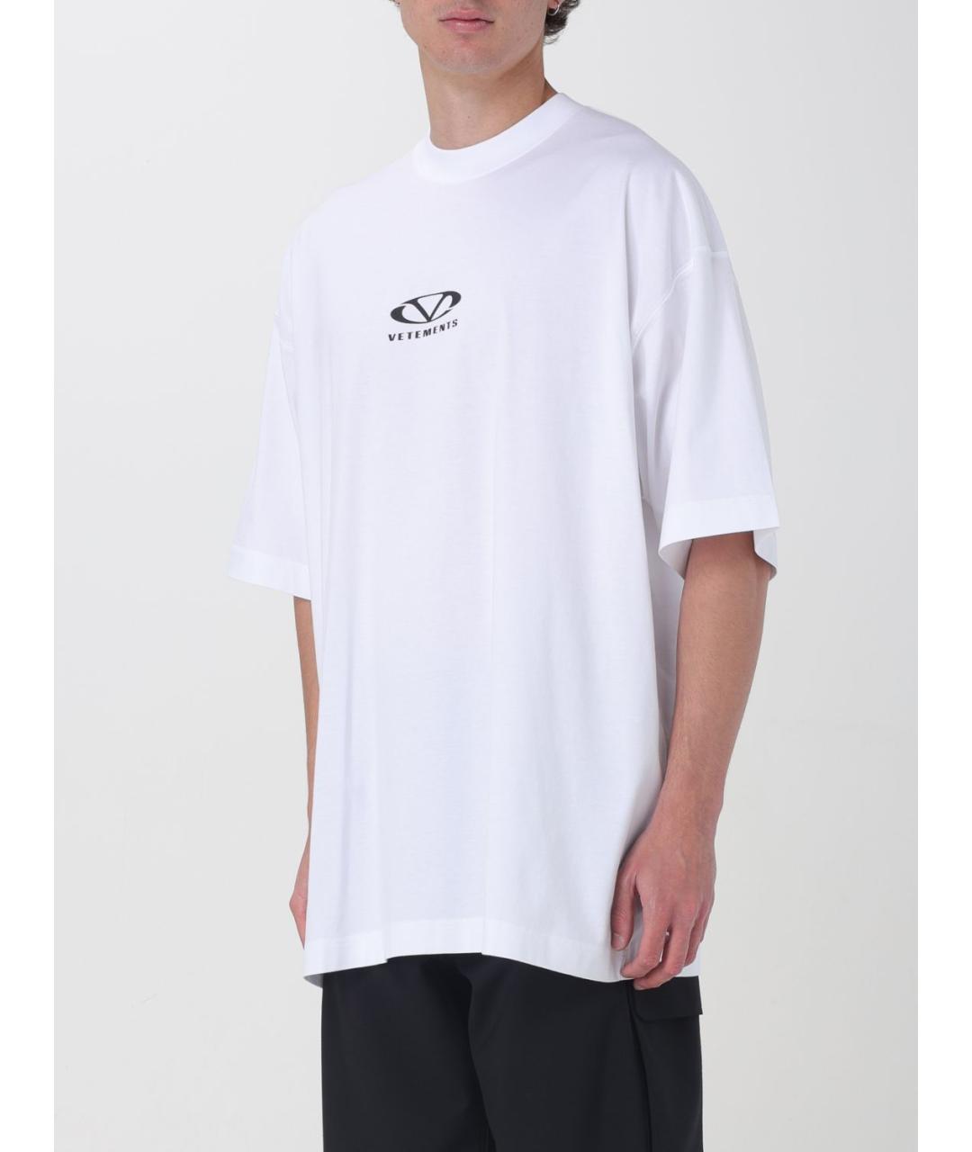 VETEMENTS Белая хлопко-эластановая футболка, фото 5