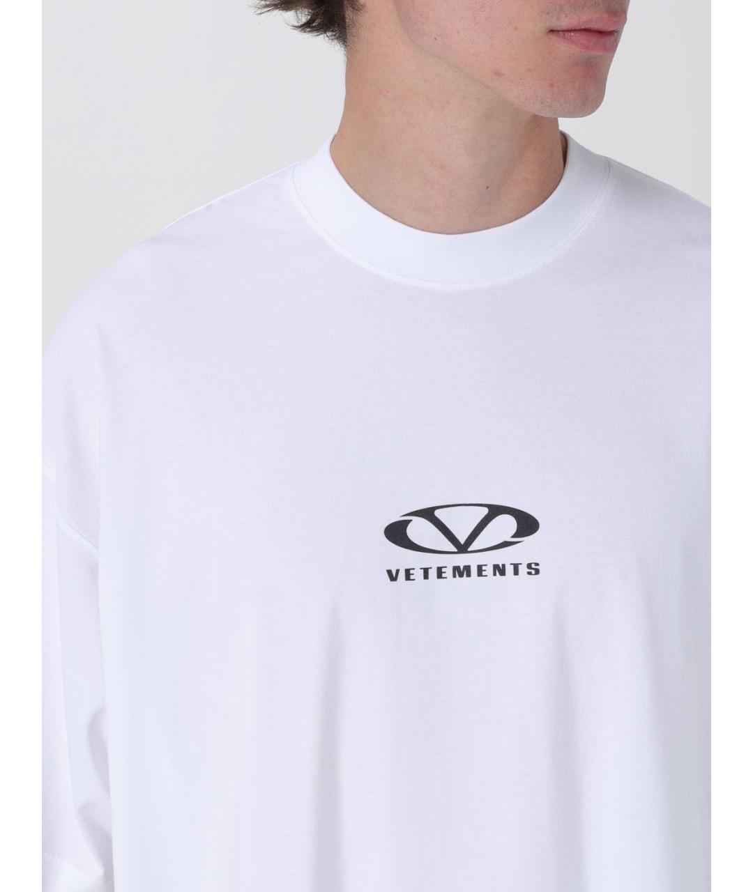 VETEMENTS Белая хлопко-эластановая футболка, фото 6