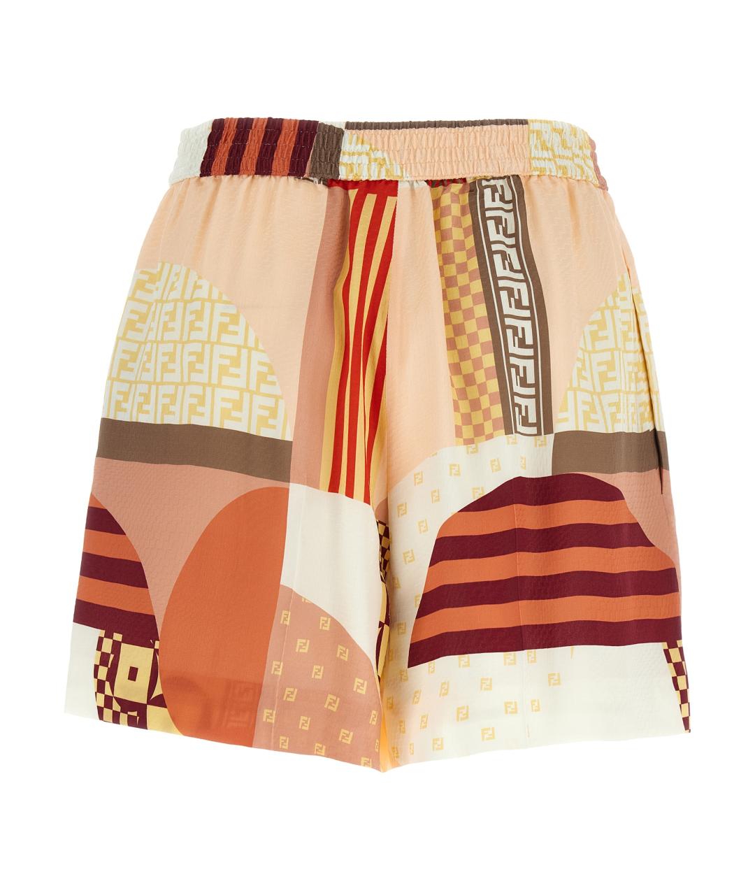 FENDI Мульти шелковые шорты, фото 2