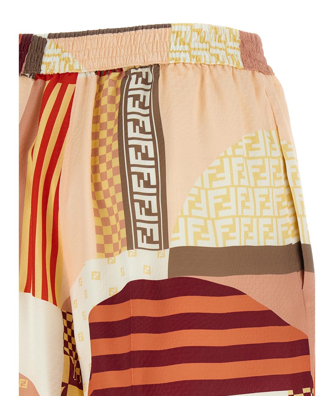 FENDI Мульти шелковые шорты, фото 4