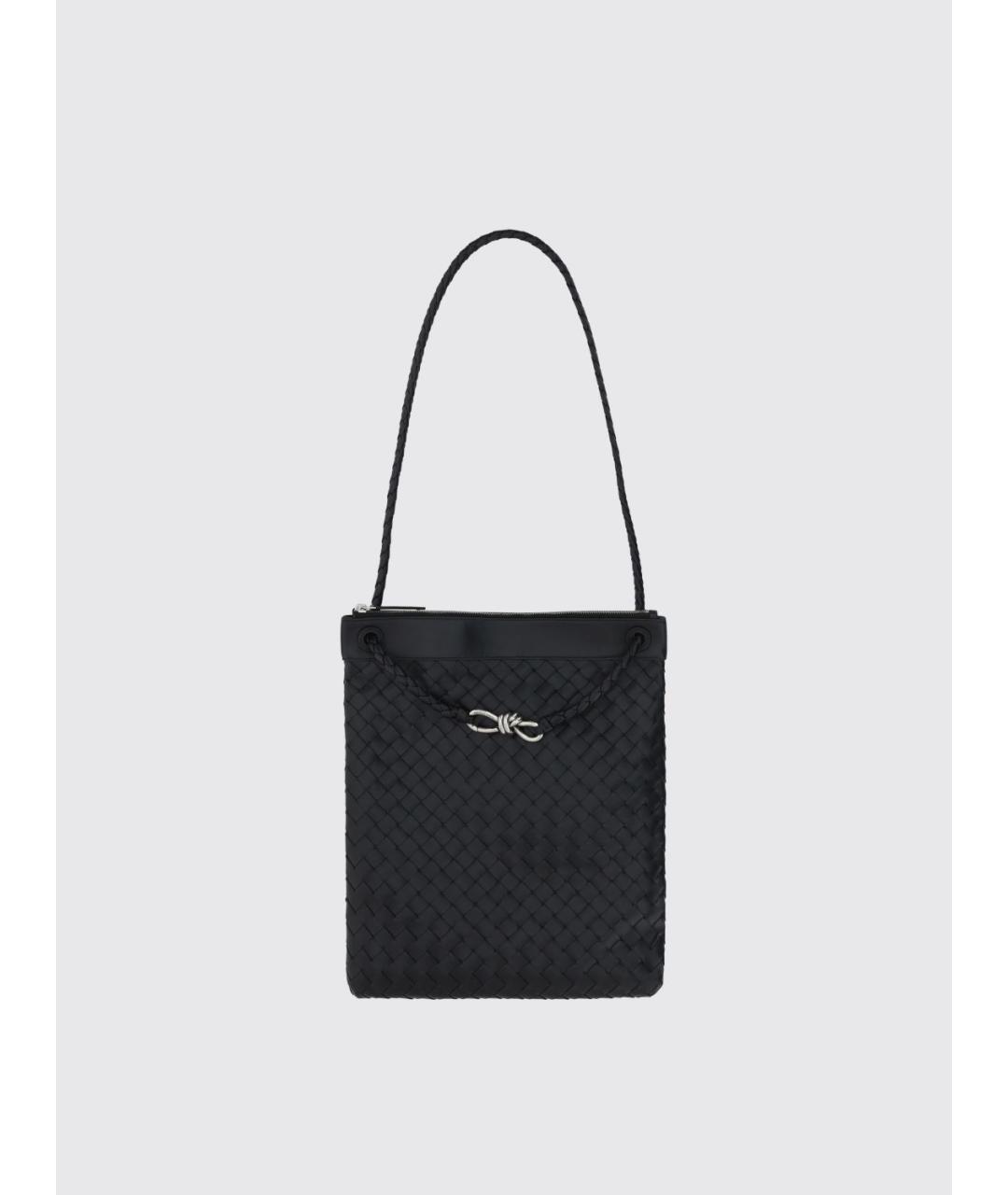 BOTTEGA VENETA Черная кожаная сумка на плечо, фото 4