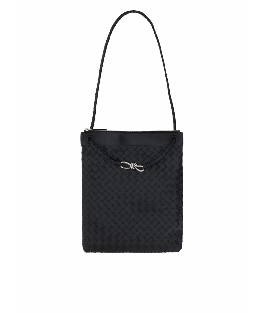 BOTTEGA VENETA Черная кожаная сумка на плечо, фото 1
