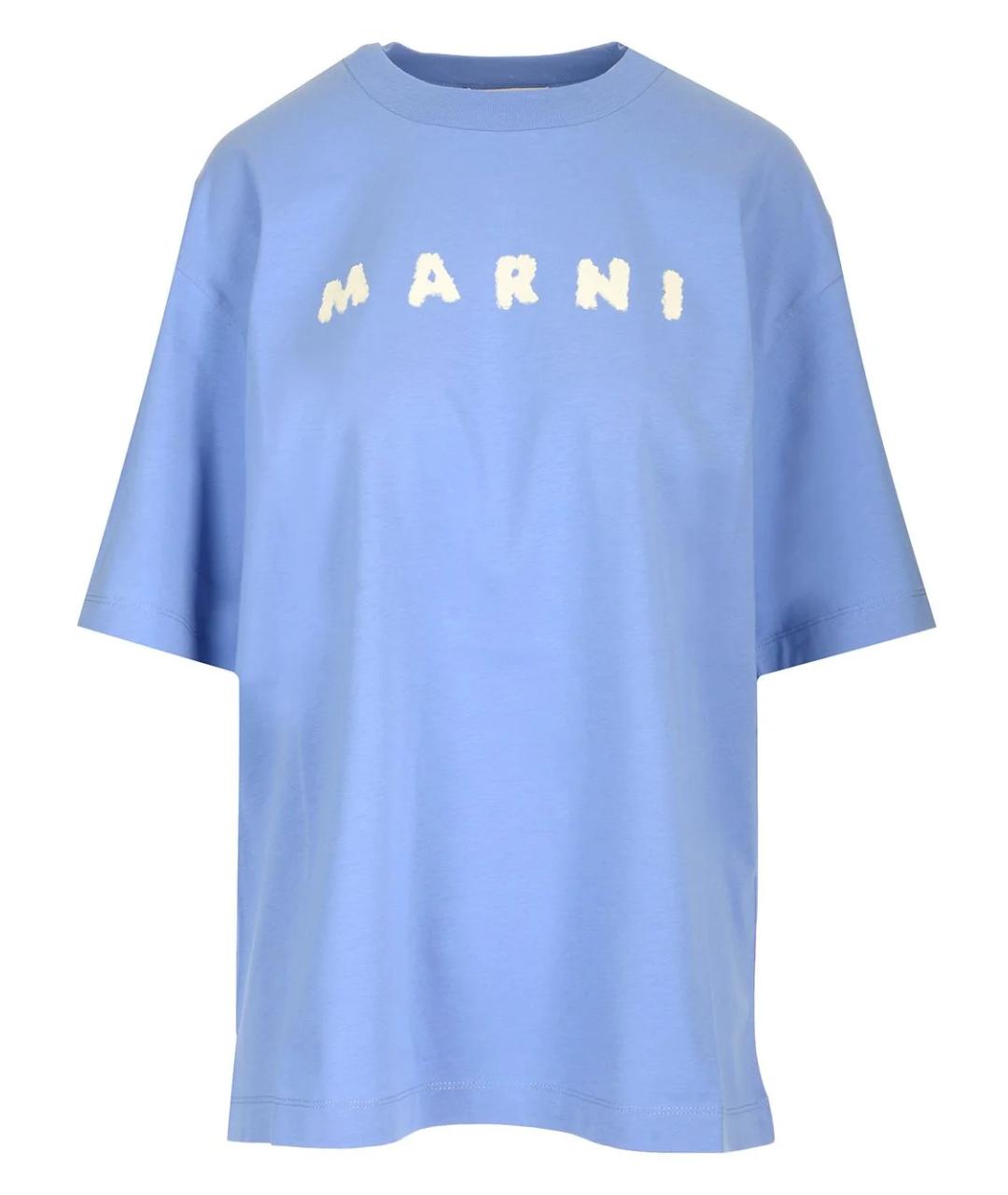 MARNI Синяя хлопковая футболка, фото 1