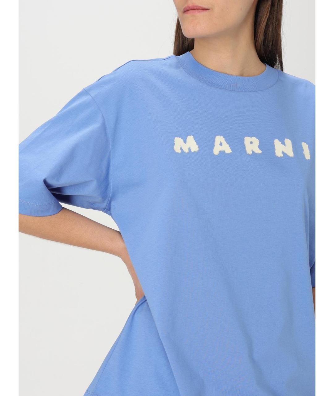 MARNI Синяя хлопковая футболка, фото 6