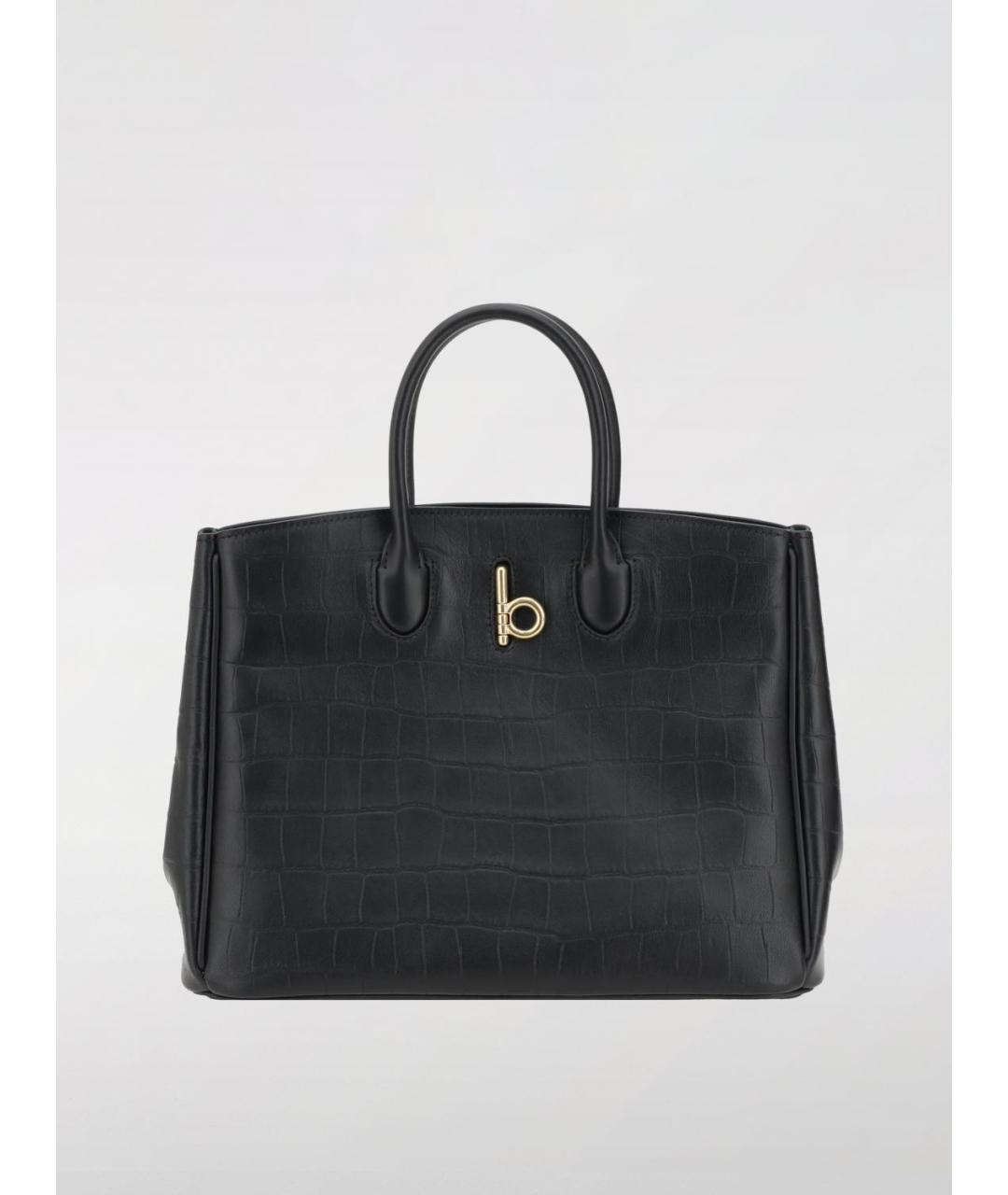BURBERRY Черная кожаная сумка тоут, фото 4