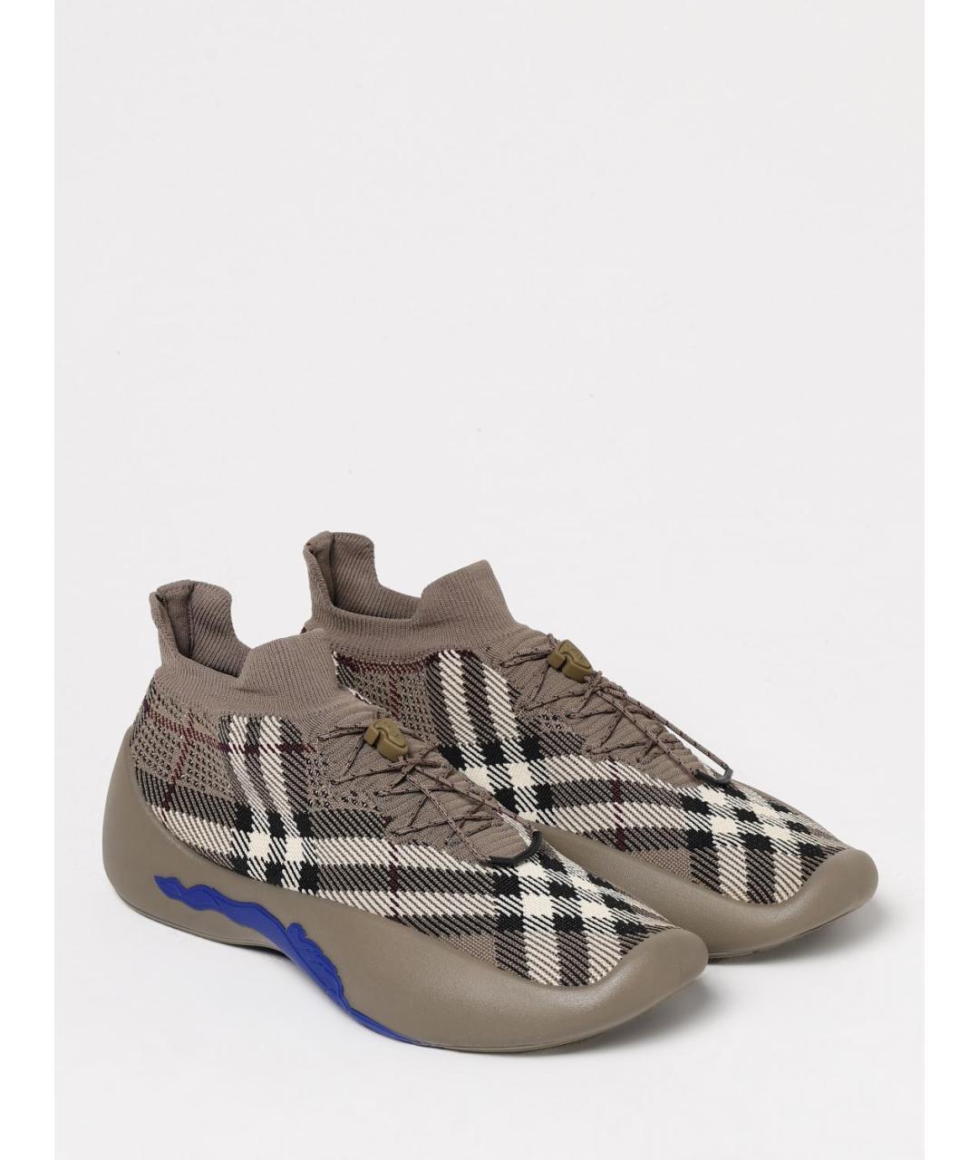 BURBERRY Серые текстильные низкие кроссовки / кеды, фото 2