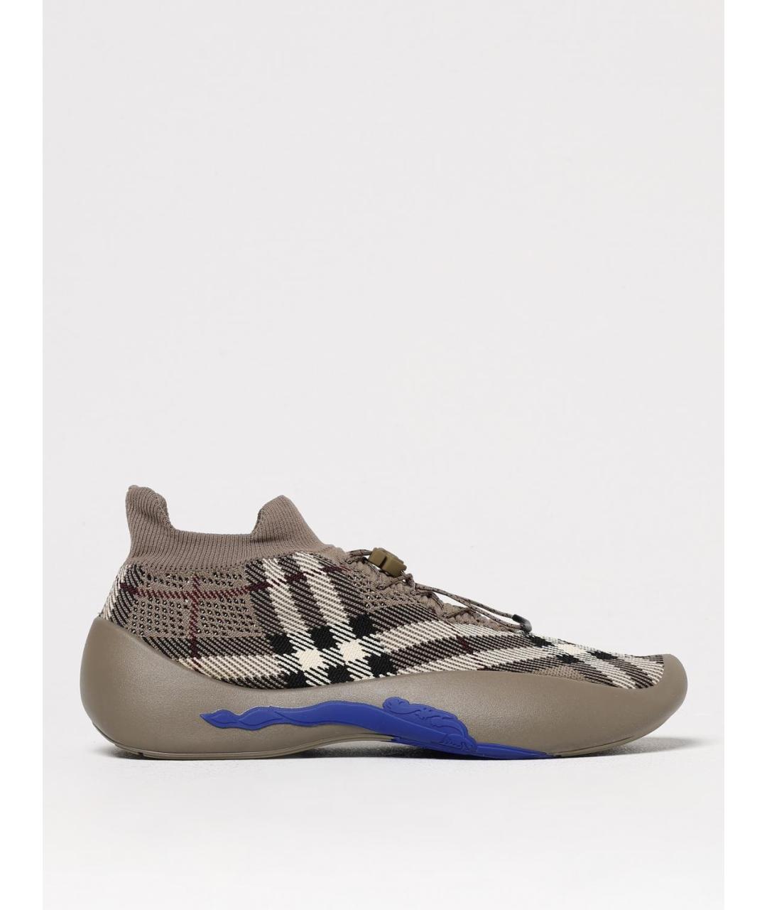 BURBERRY Серые текстильные низкие кроссовки / кеды, фото 5