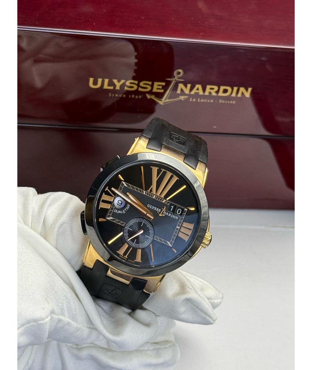 Ulysse Nardin Черные часы из розового золота, фото 2