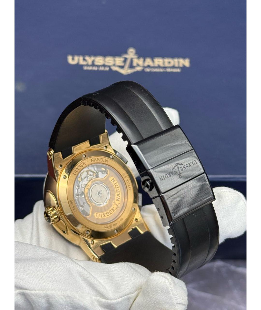 Ulysse Nardin Черные часы из розового золота, фото 4