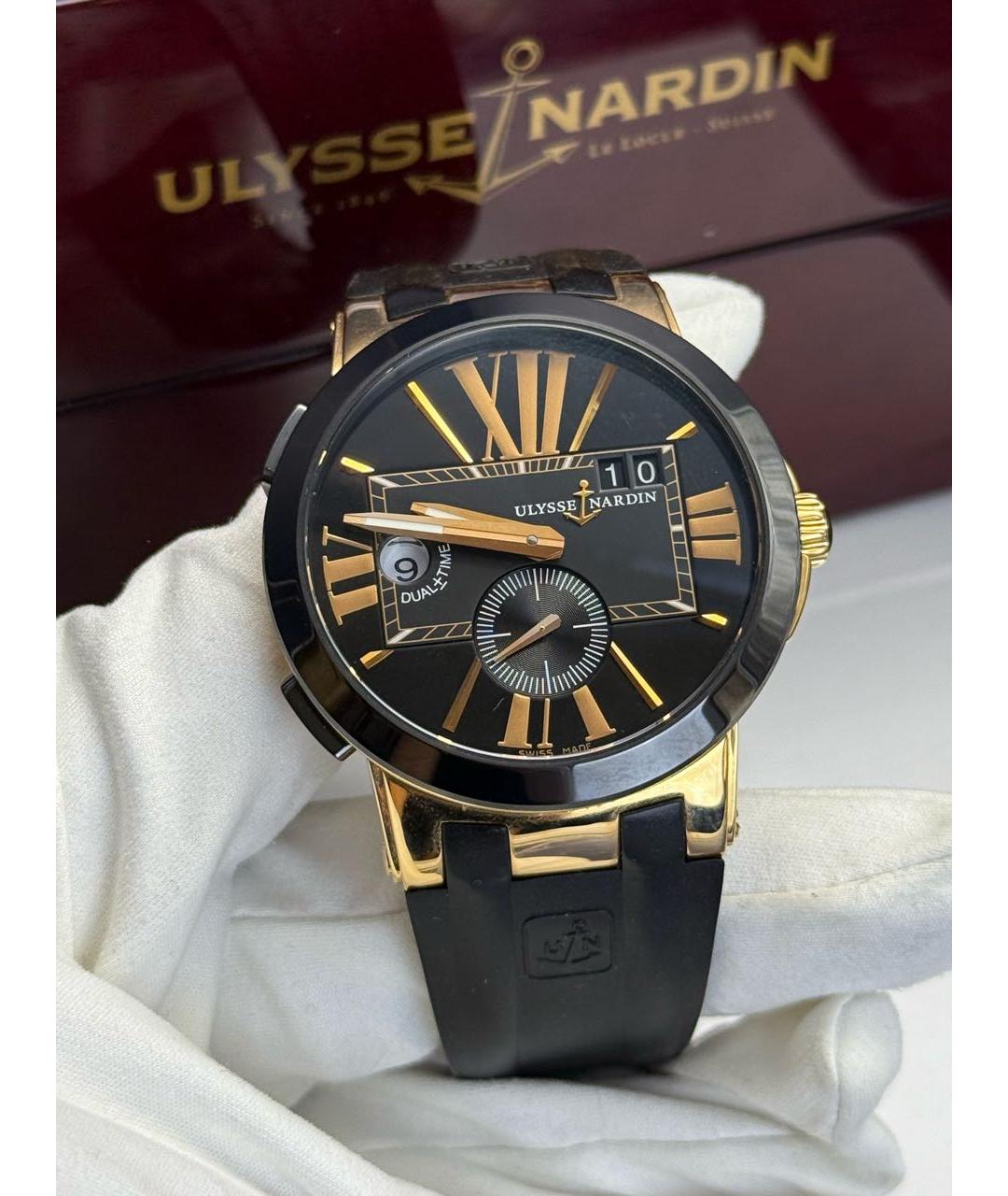 Ulysse Nardin Черные часы из розового золота, фото 8