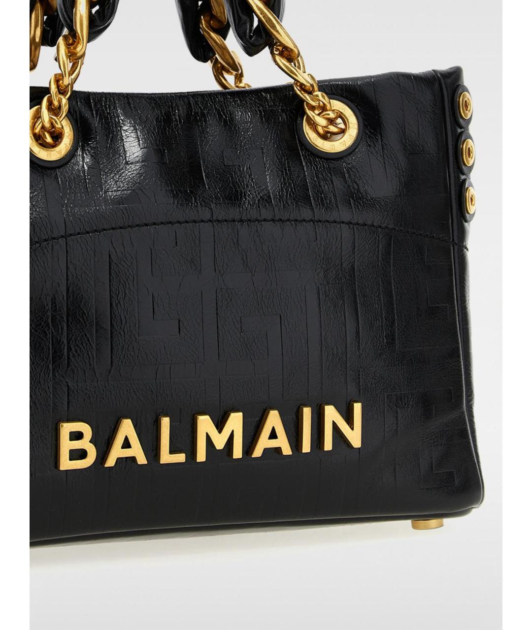 BALMAIN Черная кожаная сумка тоут, фото 3