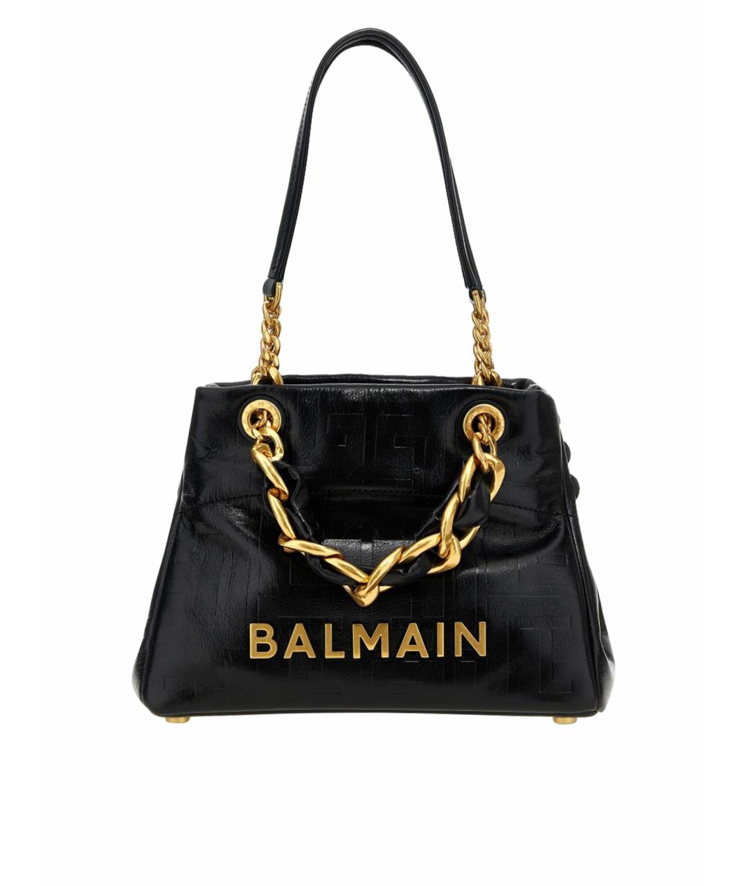 BALMAIN Черная кожаная сумка тоут, фото 1