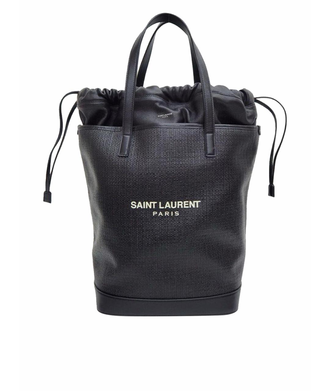 SAINT LAURENT Черная кожаная сумка тоут, фото 1