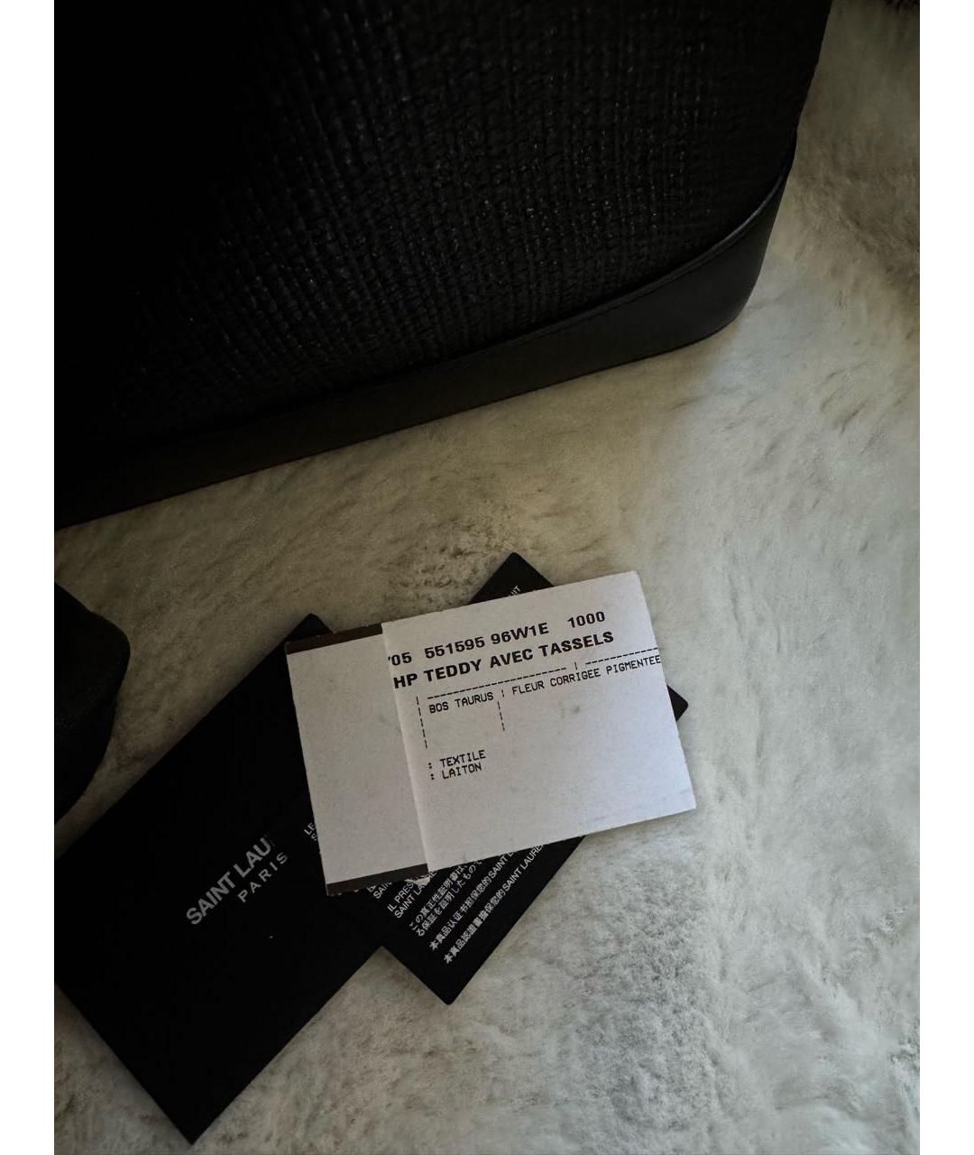 SAINT LAURENT Черная кожаная сумка тоут, фото 5