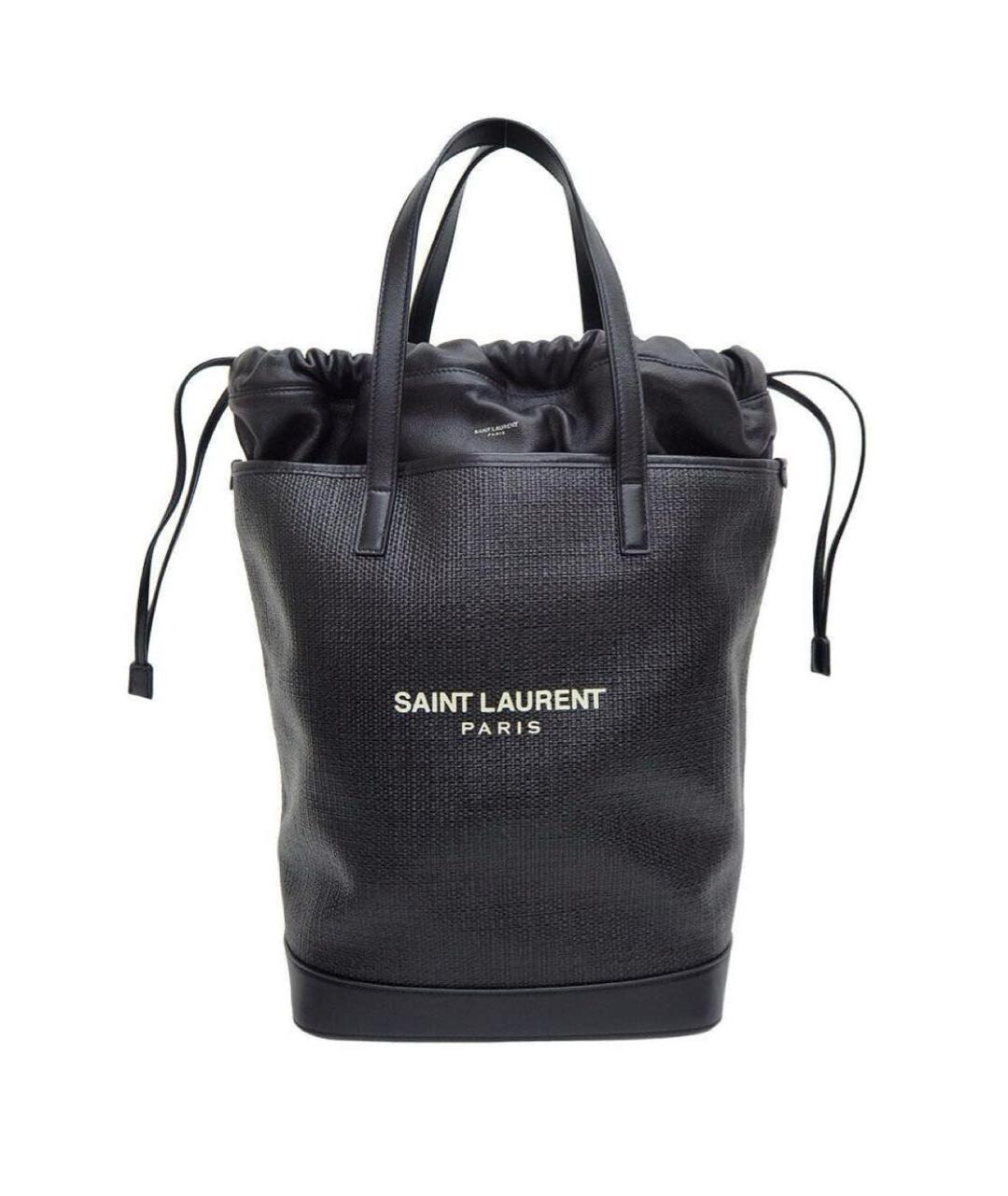 SAINT LAURENT Черная кожаная сумка тоут, фото 6