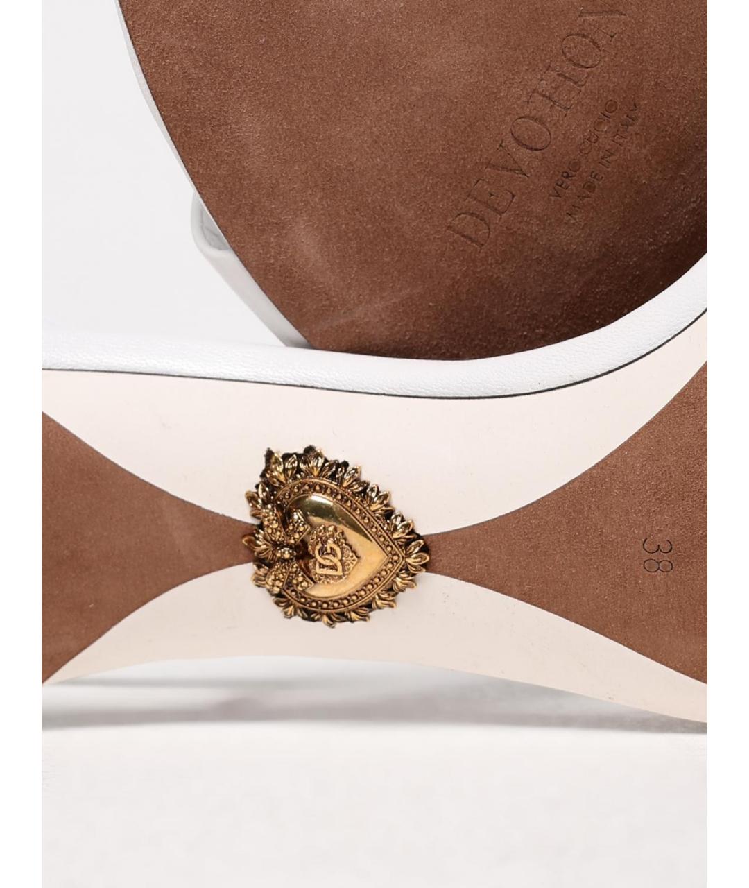 DOLCE&GABBANA Белые кожаные босоножки, фото 4