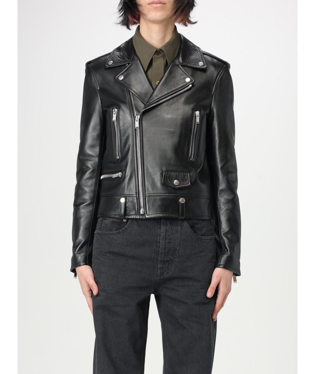 SAINT LAURENT Черная кожаная куртка, фото 2