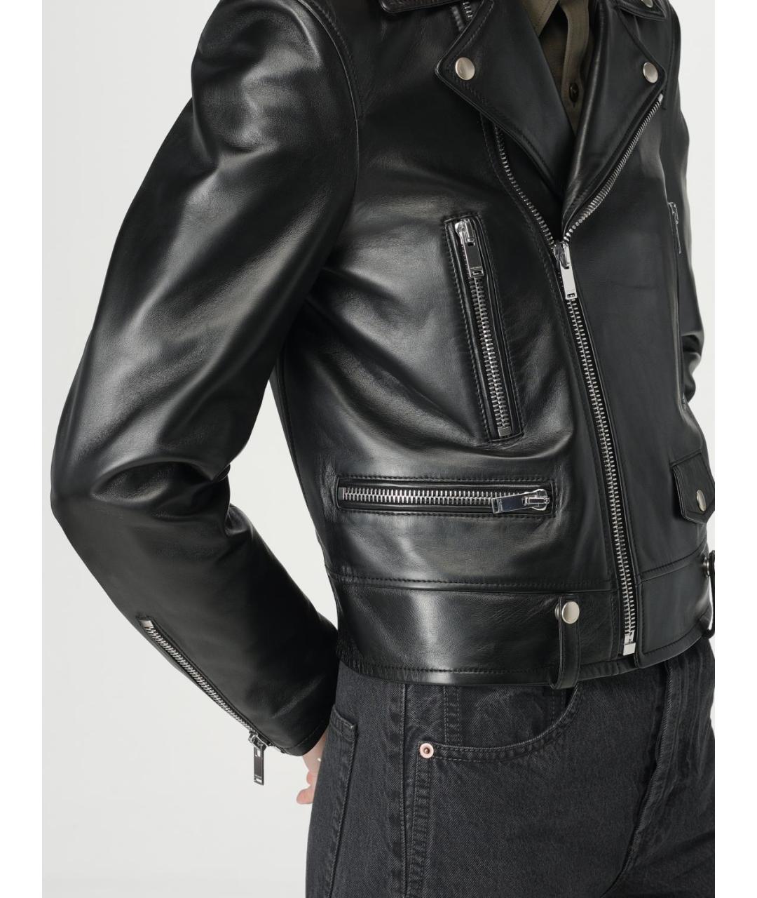 SAINT LAURENT Черная кожаная куртка, фото 6